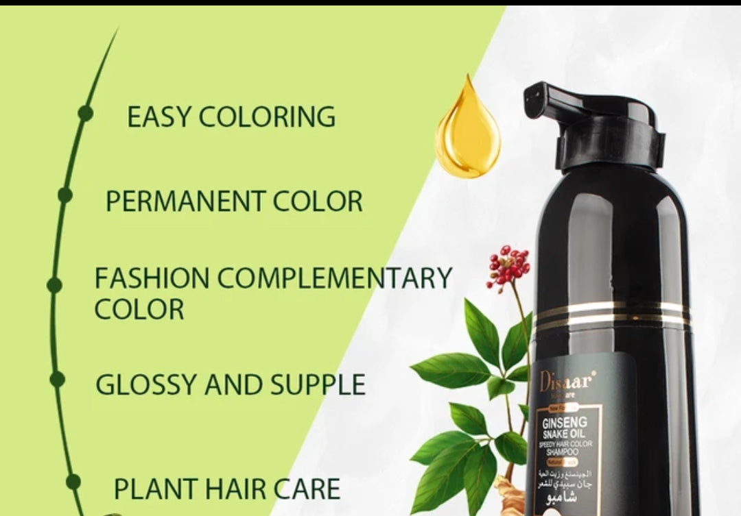 2 In 1 Ginseng Oil Black Hair Color Permanent Shampoo For Men And Women