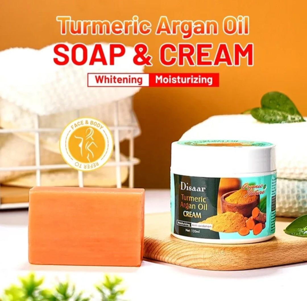 ANTI-AGING ANTI-ACNE TUMERIC ARGAN OIL CREAM AND SOAP