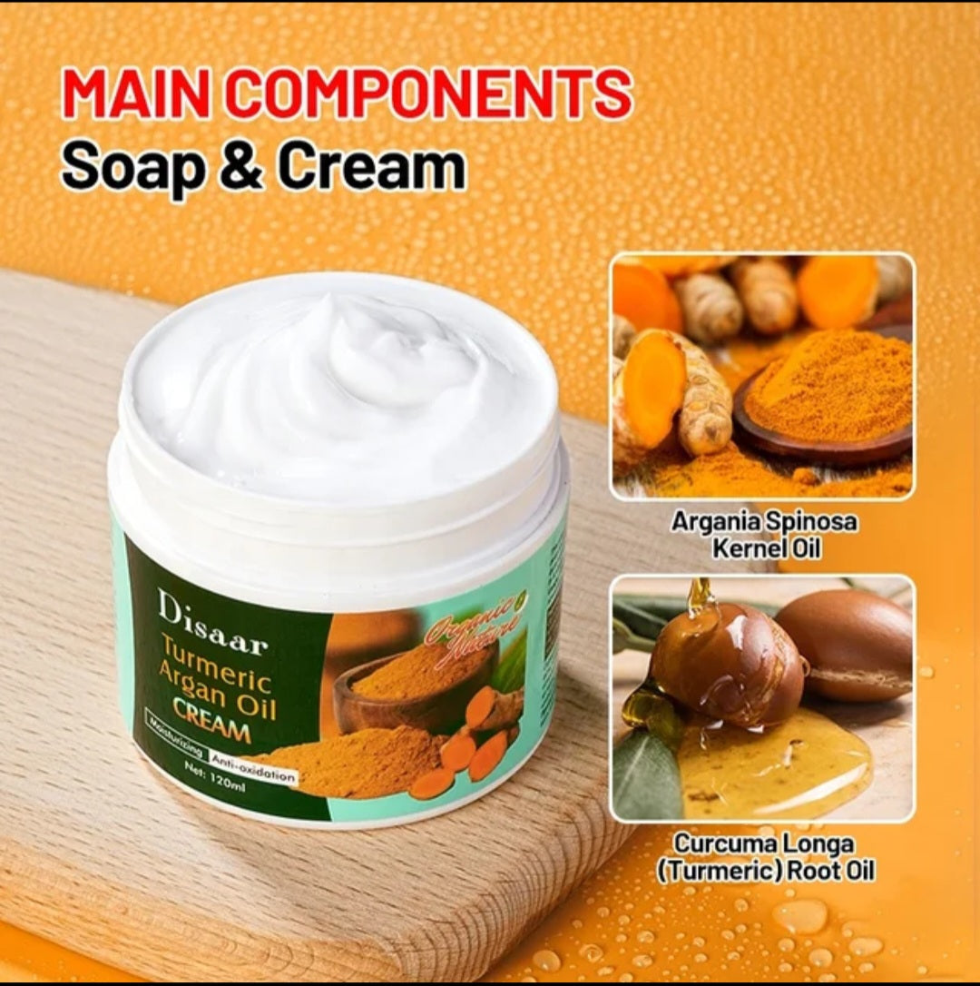 ANTI-AGING ANTI-ACNE TUMERIC ARGAN OIL CREAM AND SOAP