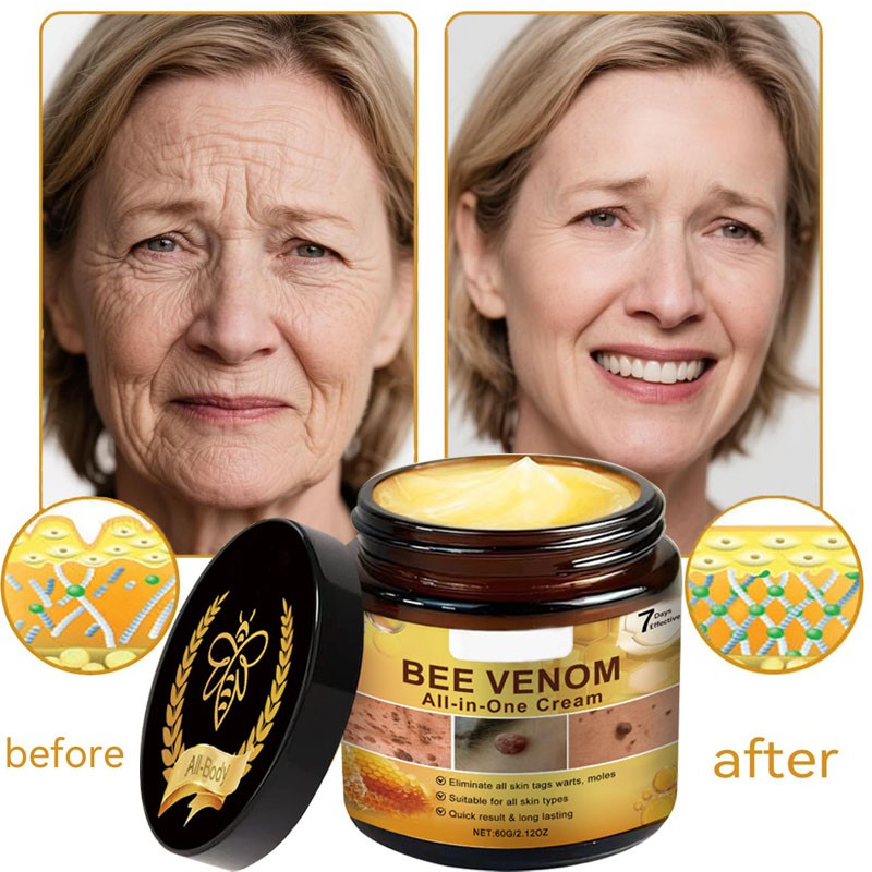 Bee Venom skin restoration cream, bee venom skin repair and therapy cream, natural bee venom skin treatment for all skin types