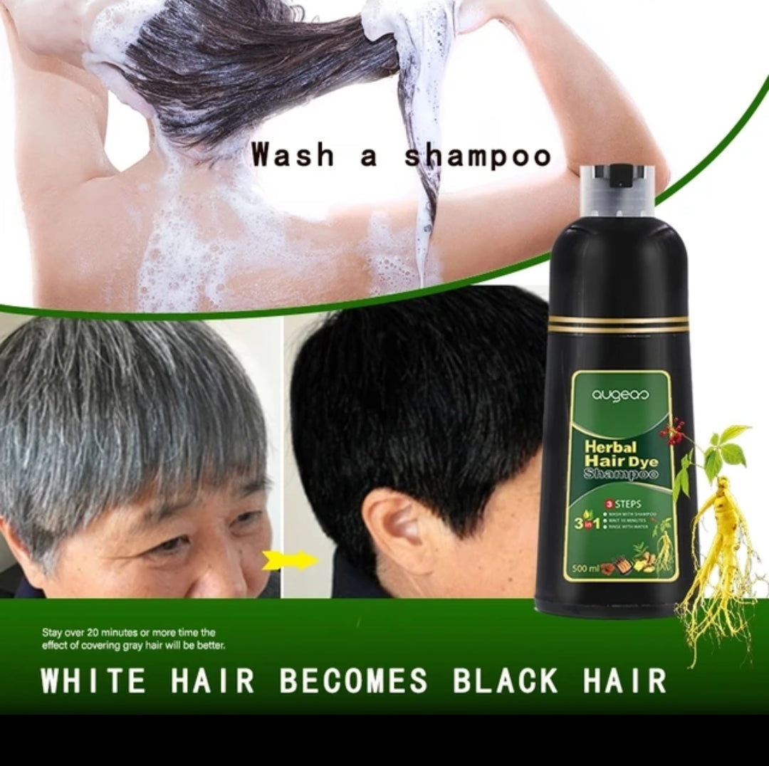 2 In 1 Ginseng  Oil Black Hair Color Permanent Shampoo For Men And Women